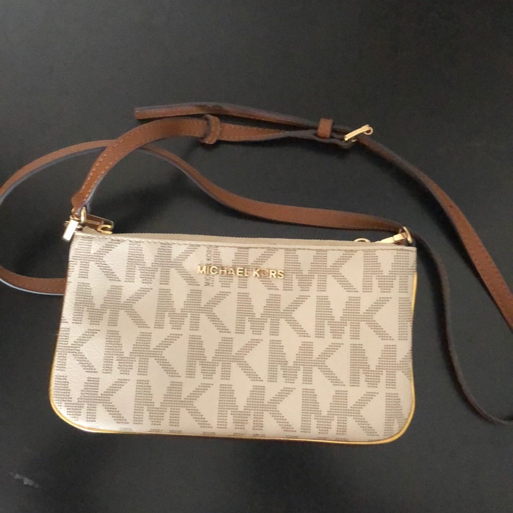 MICHAEL KORS White/Brown Crossbody bag